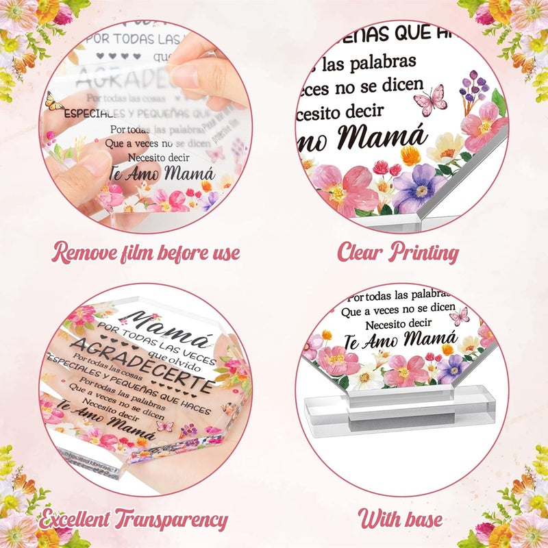 Yopyame Mother’s Day Acrylic Gift - Spanish Mom Birthday Plaque Sign Regalos para Mamá Acrylic Gift for Home Table Desk Shelf Decor Keepsake Gifts for Mom in Spanish Mother’s Gifts from Daughter Son - Image 3